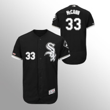 Men's Chicago White Sox #33 Black James McCann MLB 150th Anniversary Patch Flex Base Authentic Collection Alternate Jersey