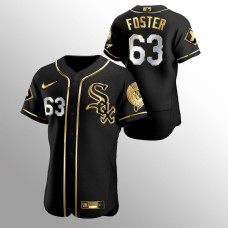 Men's Chicago White Sox Matt Foster #63 Black Golden Edition Authentic Jersey
