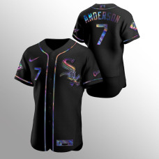 Tim Anderson Chicago White Sox Black Authentic Iridescent Holographic Jersey