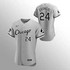 Men's Chicago White Sox Yasmani Grandal MR Patch Gray Authentic Player Jersey