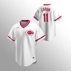 Men's Cincinnati Reds #11 Barry Larkin White Home Cooperstown Collection Jersey