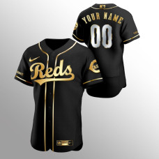 Men's Cincinnati Reds Custom Golden Edition Black Authentic Jersey