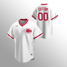 Men's Cincinnati Reds #00 Custom White Home Cooperstown Collection Jersey