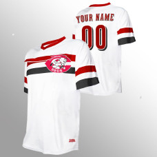 Men's Cincinnati Reds #00 Custom White V-Neck Cooperstown Collection Jersey