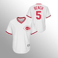 Men's Cincinnati Reds #5 Johnny Bench White Replica Home Cooperstown Collection Jersey