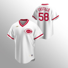 Men's Cincinnati Reds #58 Luis Castillo White Home Cooperstown Collection Jersey