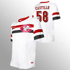 Men's Cincinnati Reds #58 Luis Castillo White V-Neck Cooperstown Collection Jersey