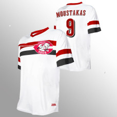 Men's Cincinnati Reds #9 Mike Moustakas White V-Neck Cooperstown Collection Jersey