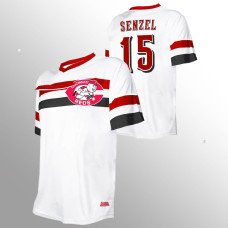 Men's Cincinnati Reds #15 Nick Senzel White V-Neck Cooperstown Collection Jersey