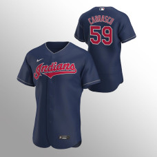 Men's Cleveland Indians Carlos Carrasco Authentic Navy 2020 Alternate Jersey
