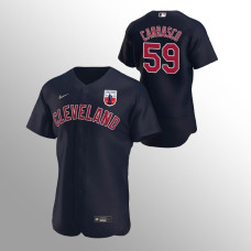 Men's Cleveland Indians Carlos Carrasco Negro Leagues Navy Authentic Alternate Jersey