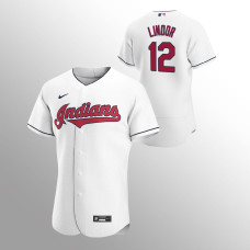 Men's Cleveland Indians Francisco Lindor Authentic White 2020 Home Jersey