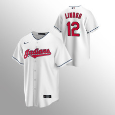 Men's Cleveland Indians Francisco Lindor #12 White Replica Home Jersey