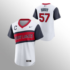 Shane Bieber Cleveland Indians White 2021 Little League Classic Authentic Jersey