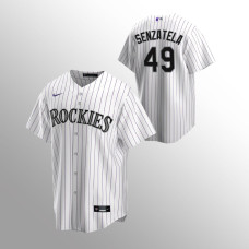 Men's Colorado Rockies Antonio Senzatela #49 White Replica Home Jersey