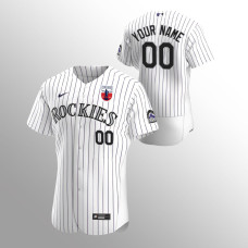 Men's Colorado Rockies Custom Negro Leagues White Purple Authentic Home Jersey