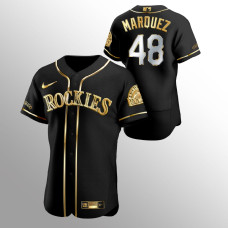 Men's Colorado Rockies German Marquez #48 Black 2020 Golden Edition Authentic Jersey