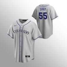 Men's Colorado Rockies Jon Gray #55 Gray Replica Road Jersey