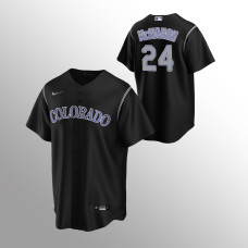 Men's Colorado Rockies Ryan McMahon #24 Black Replica Alternate Jersey