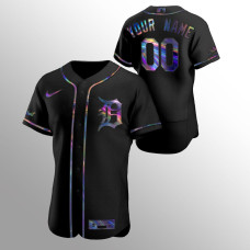 Custom Detroit Tigers Black Authentic Holographic Golden Edition Jersey