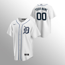 Men's Detroit Tigers Custom #00 White Replica Home Jersey
