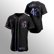 Jackie Robinson Detroit Tigers Black Authentic Holographic Golden Edition Jersey