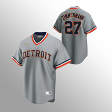 Men's Detroit Tigers #27 Jordan Zimmermann Gray Road Cooperstown Collection Jersey