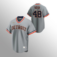 Men's Detroit Tigers #48 Matthew Boyd Gray Road Cooperstown Collection Jersey