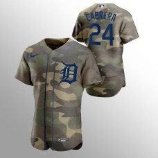 Men's Detroit Tigers Miguel Cabrera #24 Camo 2021 Armed Forces Day Authentic Jersey