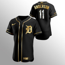Men's Detroit Tigers Sparky Anderson Golden Edition Black Authentic Jersey