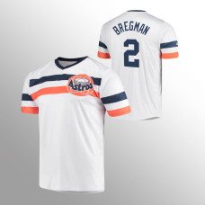 Men's Houston Astros Alex Bregman #2 White Cooperstown Collection V-Neck Jersey