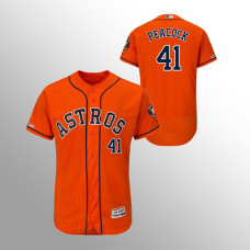 Men's Houston Astros #41 Orange Brad Peacock MLB 150th Anniversary Patch Flex Base Majestic Alternate Jersey