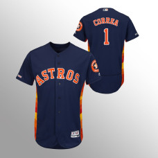 Men's Houston Astros #1 Navy Carlos Correa MLB 150th Anniversary Patch Flex Base Majestic Alternate Jersey