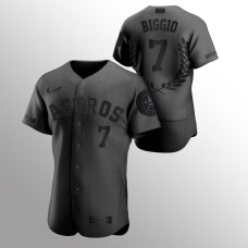 Men's Houston Astros #7 Craig Biggio Black Retired Number Award Collection Jersey