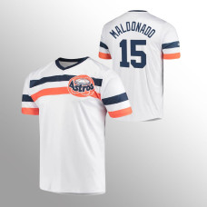 Men's Houston Astros Martin Maldonado #15 White Cooperstown Collection V-Neck Jersey