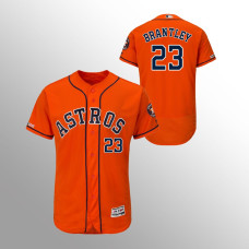 Men's Houston Astros #23 Orange Michael Brantley MLB 150th Anniversary Patch Flex Base Majestic Alternate Jersey