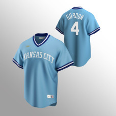 Men's Kansas City Royals #4 Alex Gordon Light Blue Road Cooperstown Collection Jersey