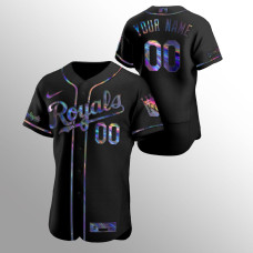 Custom Kansas City Royals Black Authentic Iridescent Holographic Jersey