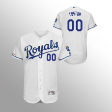 Men's Kansas City Royals #00 White Custom MLB 150th Anniversary Patch Flex Base Majestic Home Jersey