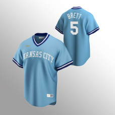 Men's Kansas City Royals #5 George Brett Light Blue Road Cooperstown Collection Jersey