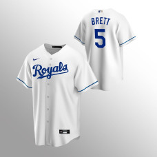 Men's Kansas City Royals George Brett #5 White Replica Home Jersey