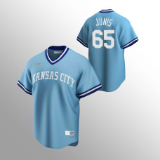 Men's Kansas City Royals #65 Jakob Junis Light Blue Road Cooperstown Collection Jersey