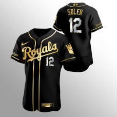 Men's Kansas City Royals Jorge Soler Golden Edition Black Authentic Jersey