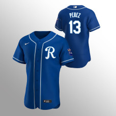 Men's Kansas City Royals Salvador Perez Authentic Royal 2020 Alternate Team Logo Jersey