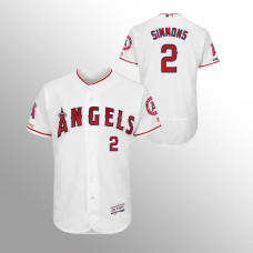 Men's Los Angeles Angels #2 White Andrelton Simmons MLB 150th Anniversary Patch Flex Base Majestic Home Jersey