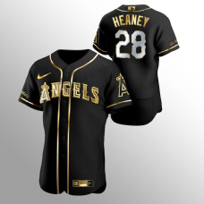 Men's Los Angeles Angels Andrew Heaney #28 Black 2020 Golden Edition Authentic Jersey