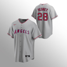 Men's Los Angeles Angels Andrew Heaney #28 Gray Replica Road Jersey