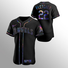 David Fletcher Los Angeles Angels Black Authentic Iridescent Holographic Jersey