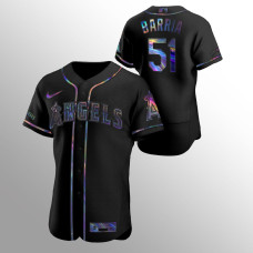 Jaime Barria Los Angeles Angels Black Authentic Iridescent Holographic Jersey