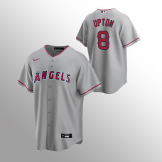 Men's Los Angeles Angels Justin Upton #8 Gray Replica Road Jersey